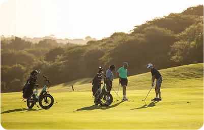 Group of e-bikes on golf course